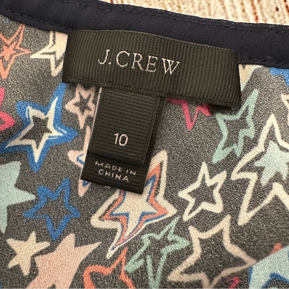J Crew One-Shoulder Star Print Blouse Size 10 Colorful Party Maximalism - Picture 8 of 10
